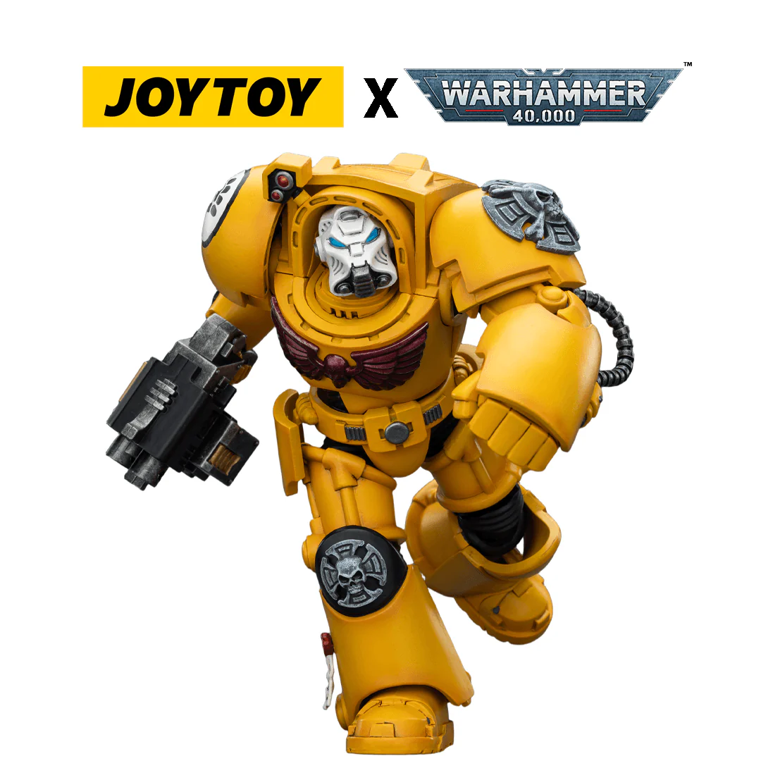 JoyToy Warhammer 40,000 Action Figure - Imperial Fists, Terminator 2 with Power Fist and Storm Bolter (1/18 Scale)