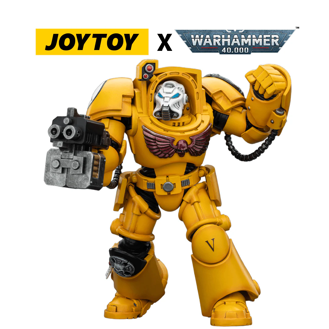 JoyToy Warhammer 40,000 Action Figure - Imperial Fists, Terminator 2 with Power Fist and Storm Bolter (1/18 Scale)
