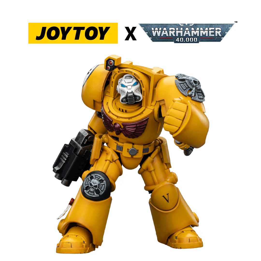 JoyToy Warhammer 40,000 Action Figure - Imperial Fists, Terminator 2 with Power Fist and Storm Bolter (1/18 Scale)