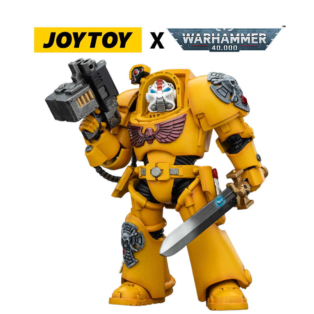 JoyToy Warhammer 40,000 Action Figure - Imperial Fists, Terminator 1 with Power Sword and Storm Bolter (1/18 Scale)