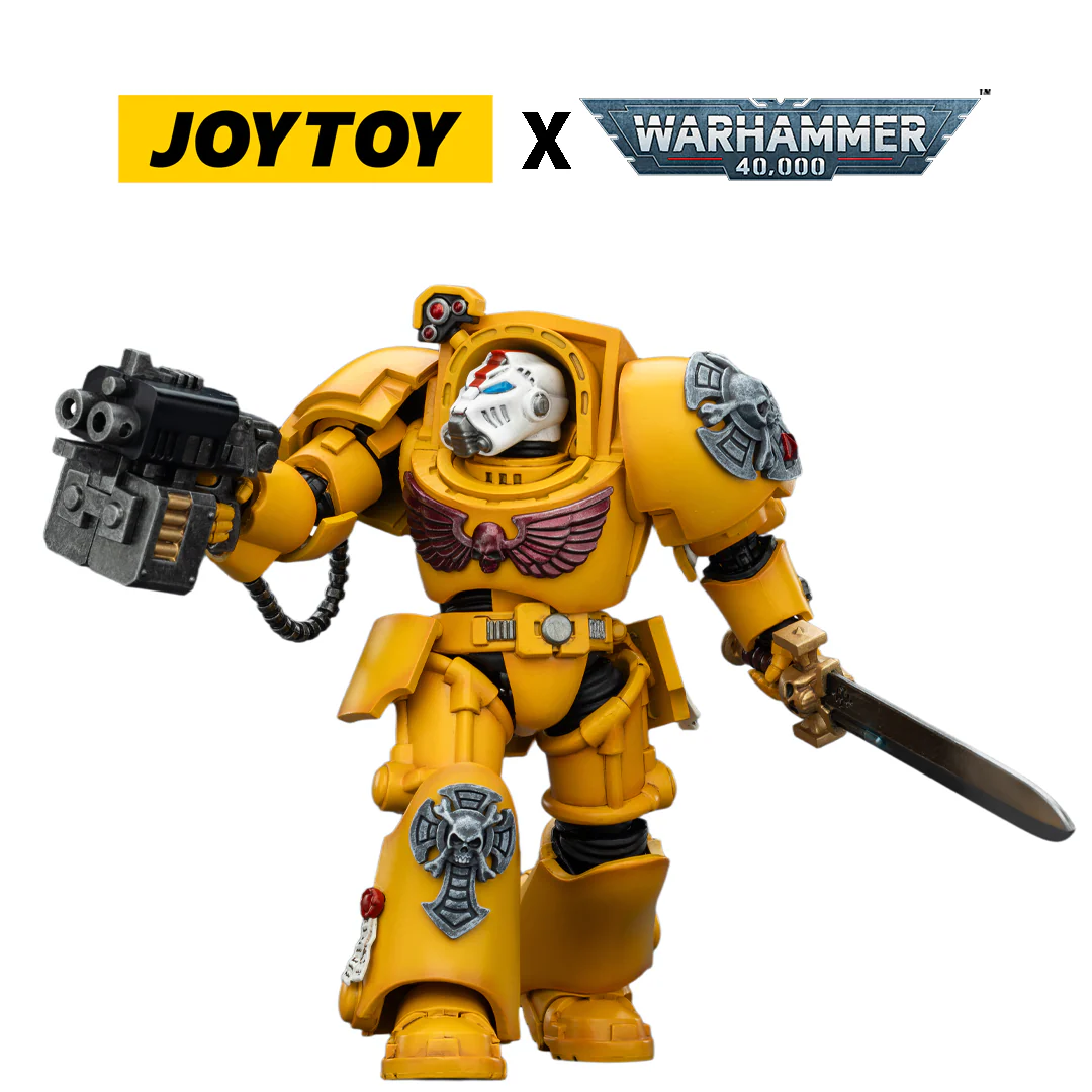 JoyToy Warhammer 40,000 Action Figure - Imperial Fists, Terminator 1 with Power Sword and Storm Bolter (1/18 Scale)