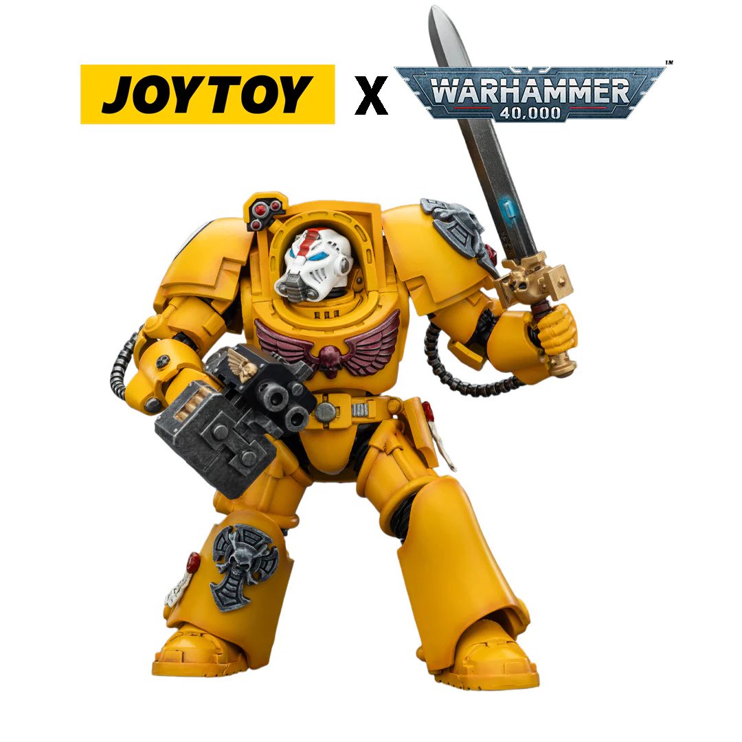 JoyToy Warhammer 40,000 Action Figure - Imperial Fists, Terminator 1 with Power Sword and Storm Bolter (1/18 Scale)