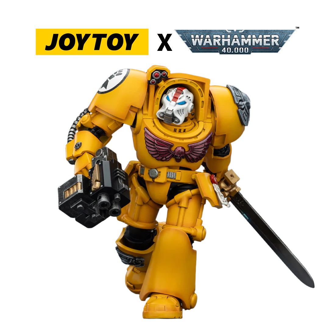 JoyToy Warhammer 40,000 Action Figure - Imperial Fists, Terminator 1 with Power Sword and Storm Bolter (1/18 Scale)