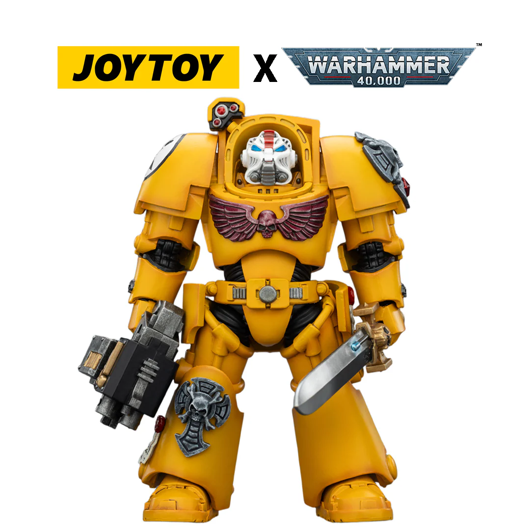 JoyToy Warhammer 40,000 Action Figure - Imperial Fists, Terminator 1 with Power Sword and Storm Bolter (1/18 Scale)