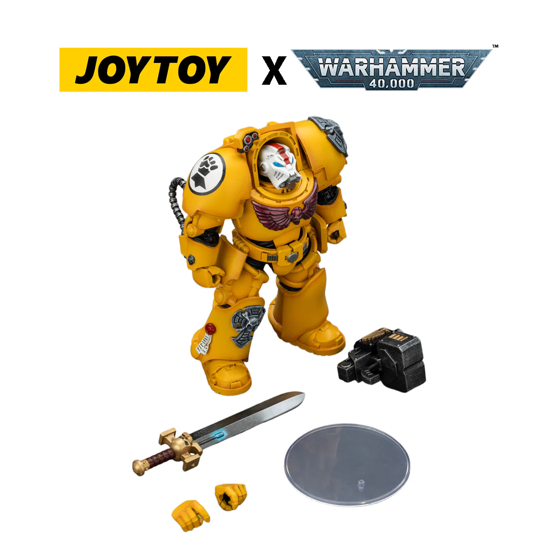 JoyToy Warhammer 40,000 Action Figure - Imperial Fists, Terminator 1 with Power Sword and Storm Bolter (1/18 Scale)
