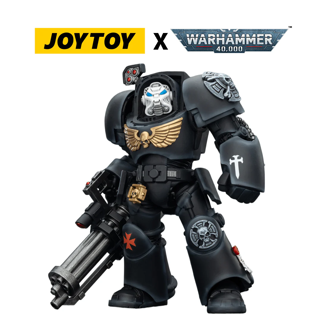 JoyToy Warhammer 40,000 Action Figure - Black Templars, Terminator 3 with Assault Cannon (1/18 Scale)
