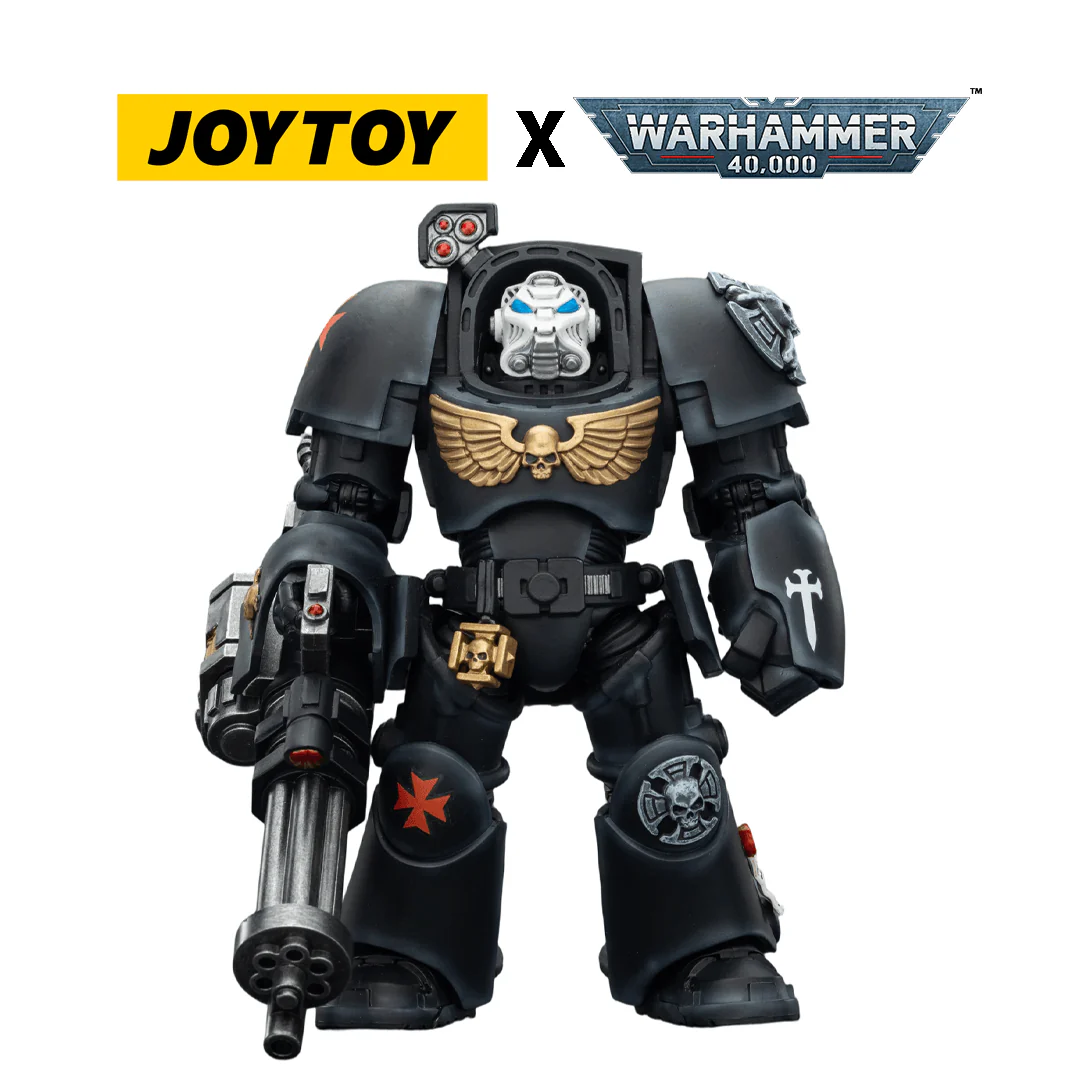 JoyToy Warhammer 40,000 Action Figure - Black Templars, Terminator 3 with Assault Cannon (1/18 Scale)