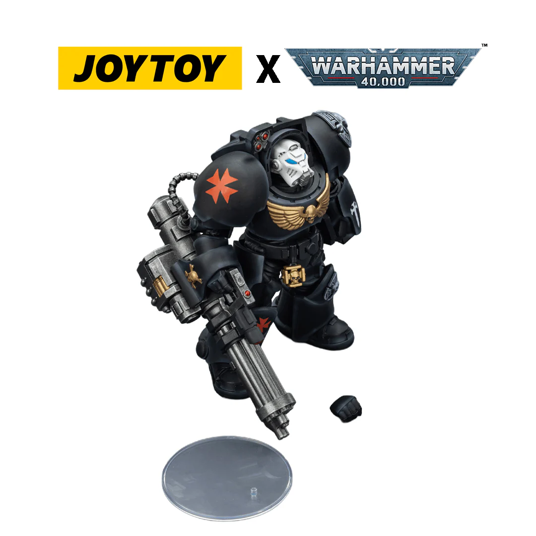 JoyToy Warhammer 40,000 Action Figure - Black Templars, Terminator 3 with Assault Cannon (1/18 Scale)