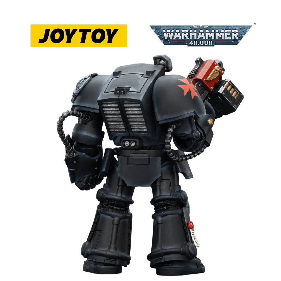 JoyToy Warhammer 40,000 Action Figure - Black Templars, Terminator 2 with Power Fist and Storm Bolter (1/18 Scale)