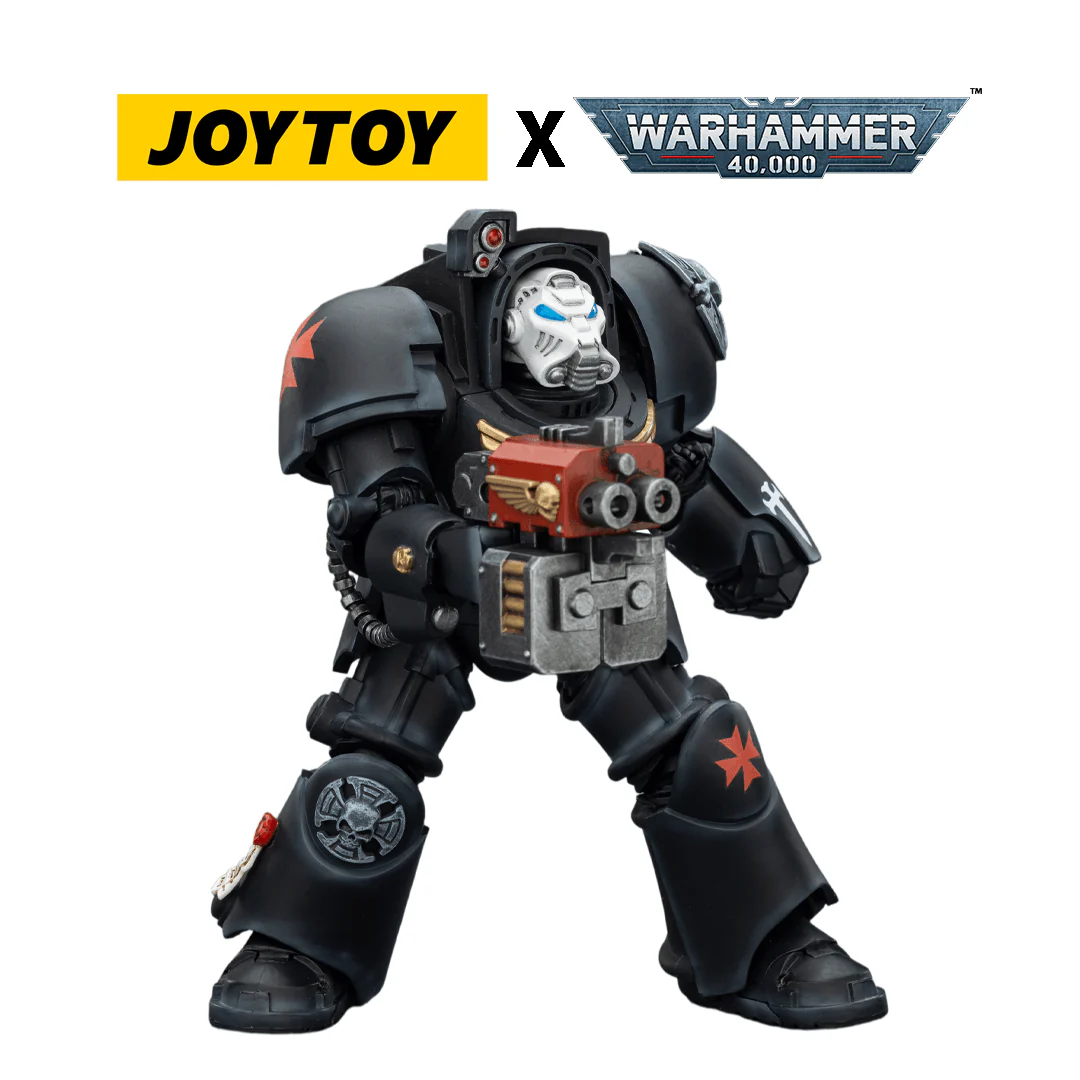 JoyToy Warhammer 40,000 Action Figure - Black Templars, Terminator 2 with Power Fist and Storm Bolter (1/18 Scale)