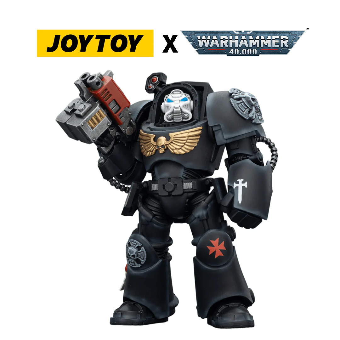 JoyToy Warhammer 40,000 Action Figure - Black Templars, Terminator 2 with Power Fist and Storm Bolter (1/18 Scale)