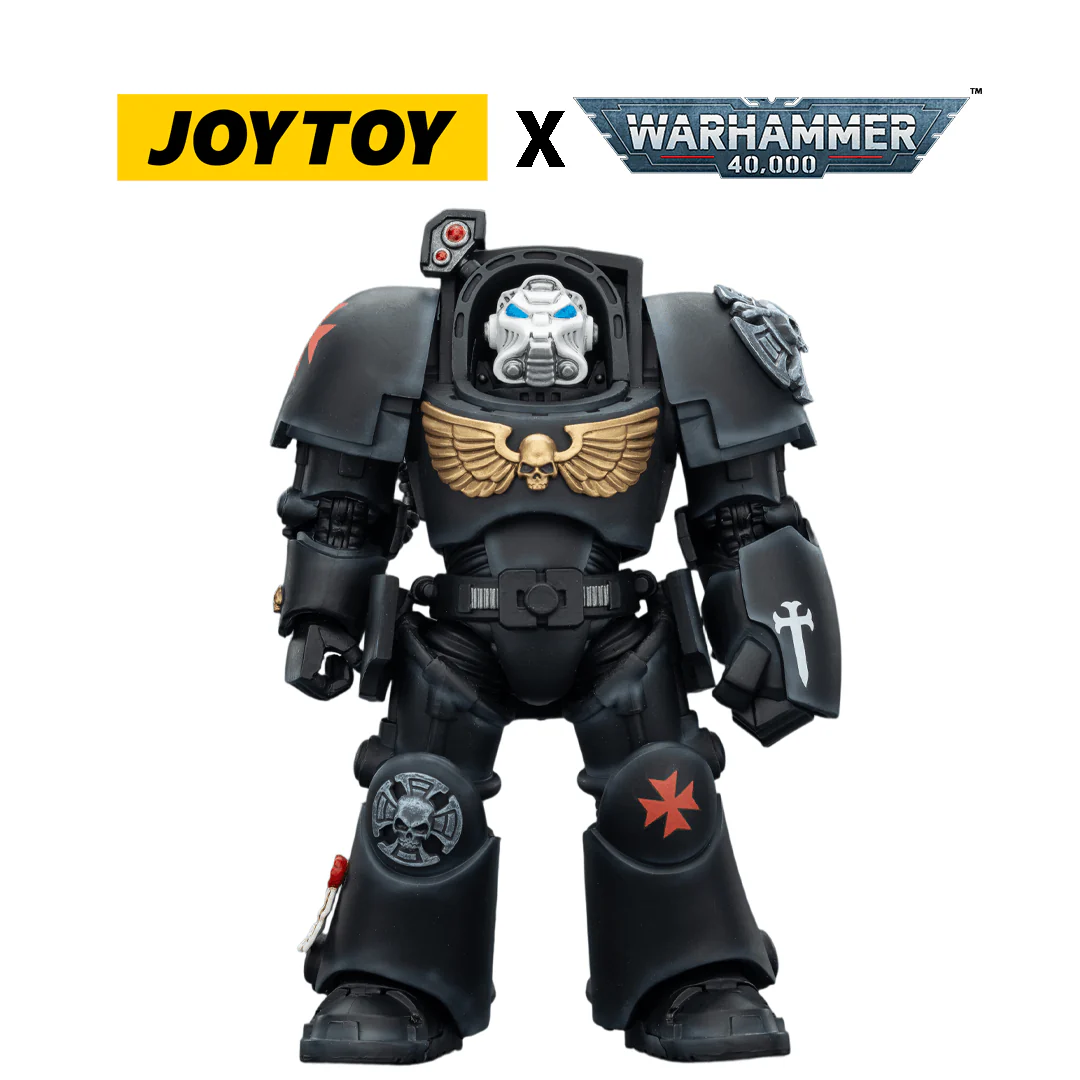 JoyToy Warhammer 40,000 Action Figure - Black Templars, Terminator 2 with Power Fist and Storm Bolter (1/18 Scale)