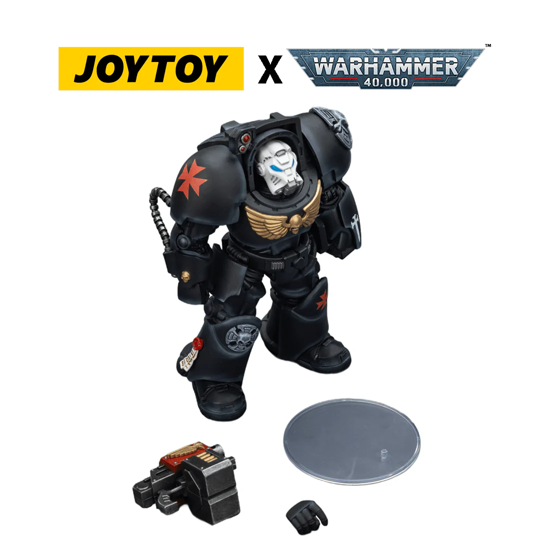 JoyToy Warhammer 40,000 Action Figure - Black Templars, Terminator 2 with Power Fist and Storm Bolter (1/18 Scale)