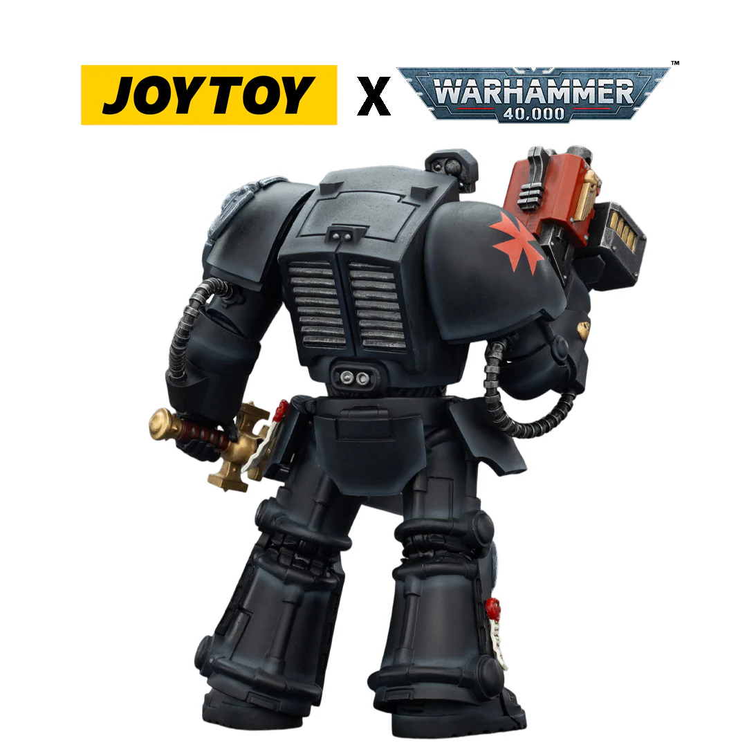 JoyToy Warhammer 40,000 Action Figure - Black Templars, Terminator 1 with Power Sword and Storm Bolter (1/18 Scale)