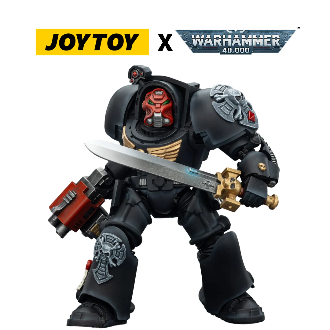 JoyToy Warhammer 40,000 Action Figure - Black Templars, Terminator 1 with Power Sword and Storm Bolter (1/18 Scale)
