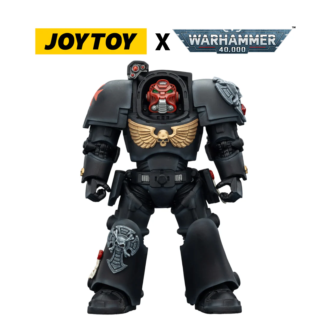 JoyToy Warhammer 40,000 Action Figure - Black Templars, Terminator 1 with Power Sword and Storm Bolter (1/18 Scale)